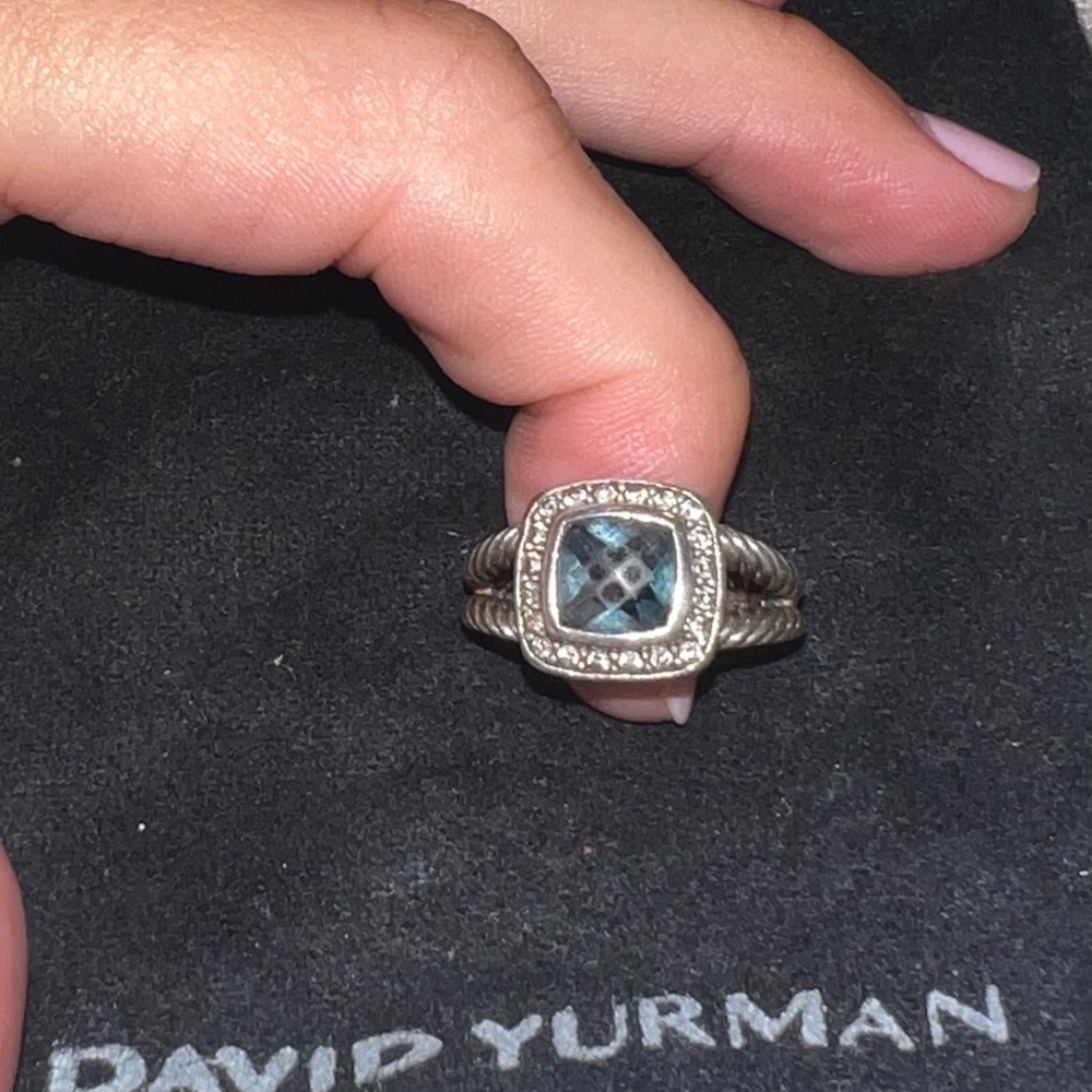 Petit Albion Ring with Blue London and Pavé Diamonds.